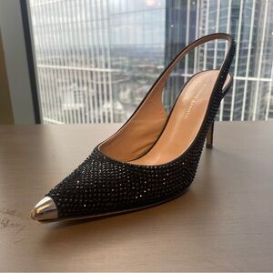 Giuseppe Zanotti Black and Silver Slingback Heels size 10US EU40